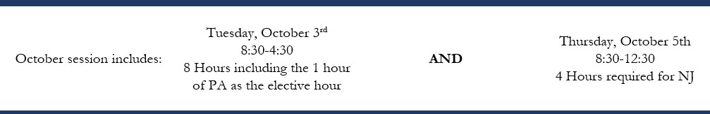 October schedule