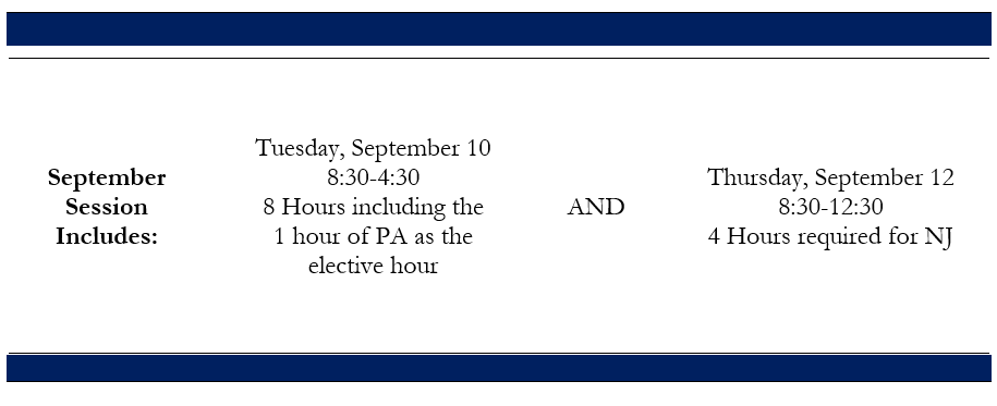 September schedule