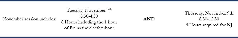 november schedule